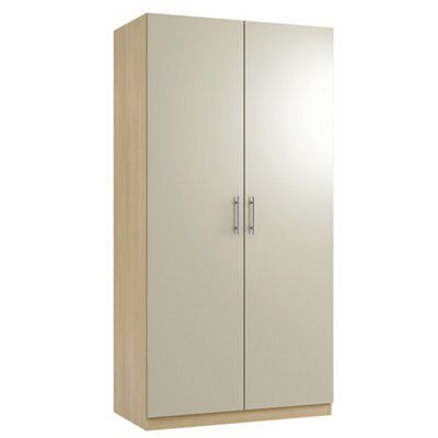 Darwin Taupe oak effect Double Wardrobe (H)2004mm (W)1000mm (D)584mm