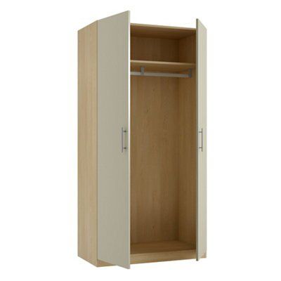 Darwin Taupe oak effect Double Wardrobe (H)2004mm (W)1000mm (D)584mm
