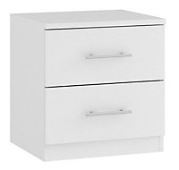 Darwin White 2 Drawer Bedside chest (H)536mm (W)500mm (D)500mm