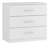 Darwin White 3 Drawer Chest of drawers (H)737mm (W)800mm (D)500mm