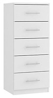 Darwin White 5 Drawer Chest of drawers (H)1185mm (W)500mm (D)500mm