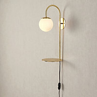 Dasha Gloss Brass effect Plug-in Wall light