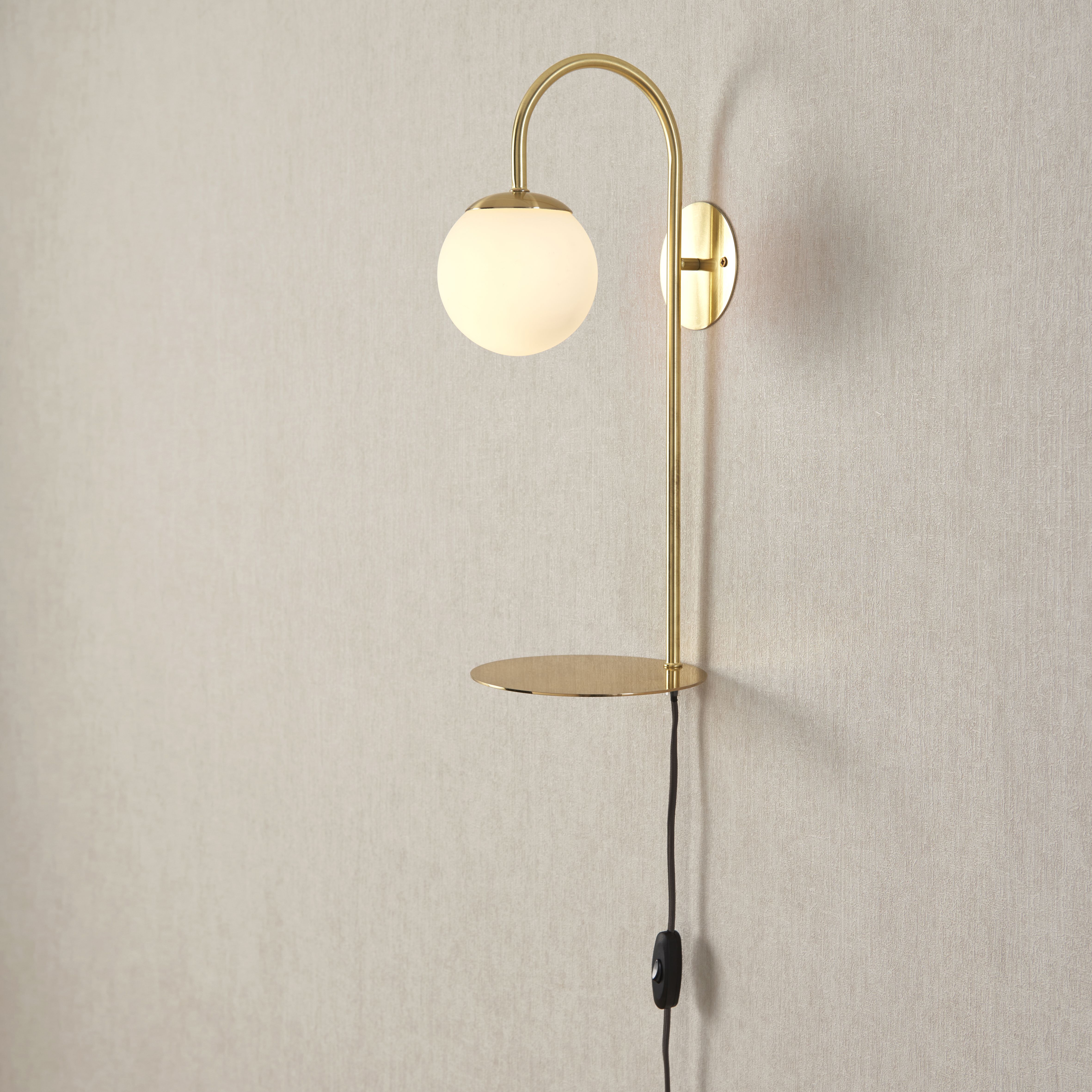 Dasha Gloss Brass effect Plug-in Wall light