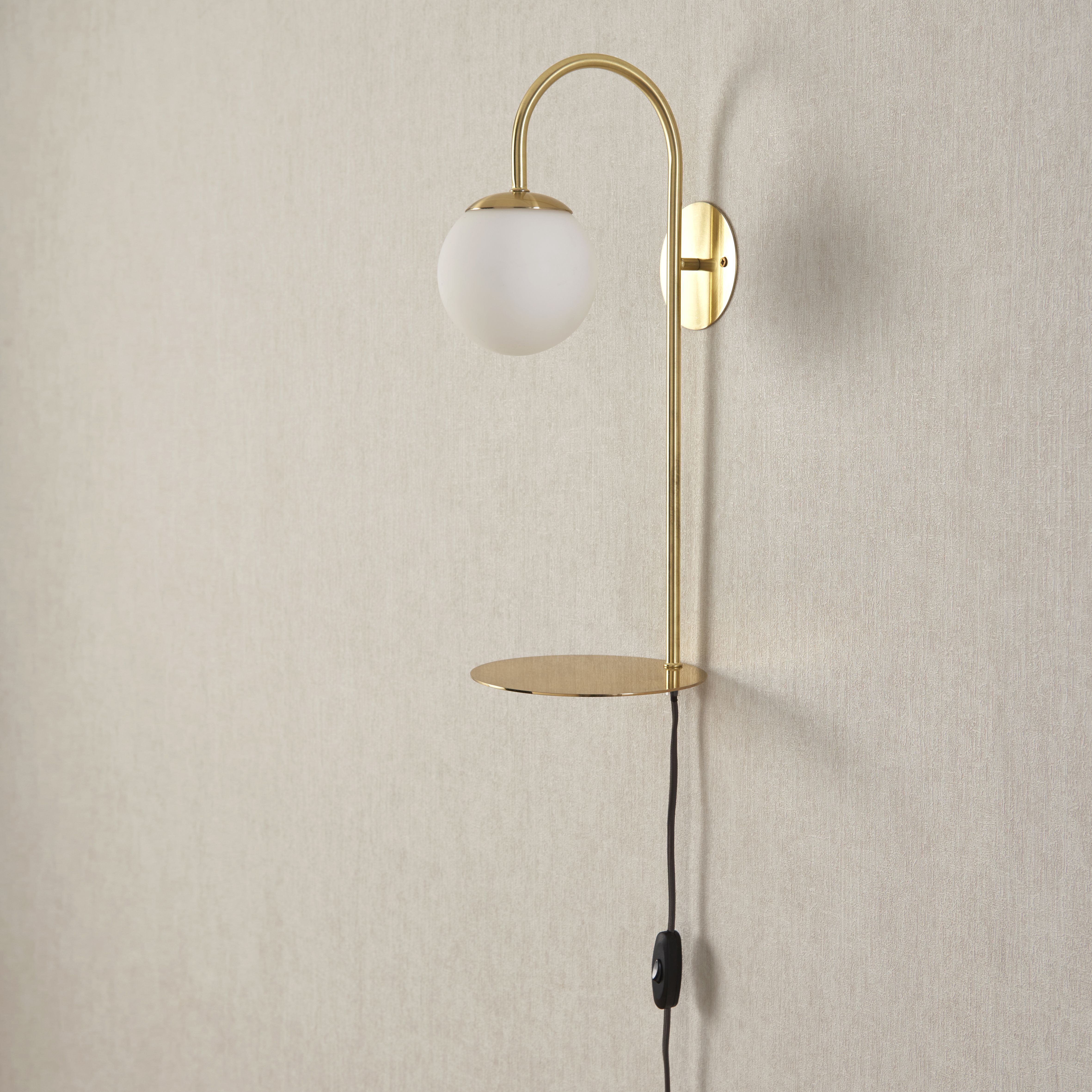 Dasha Gloss Brass effect Plug-in Wall light