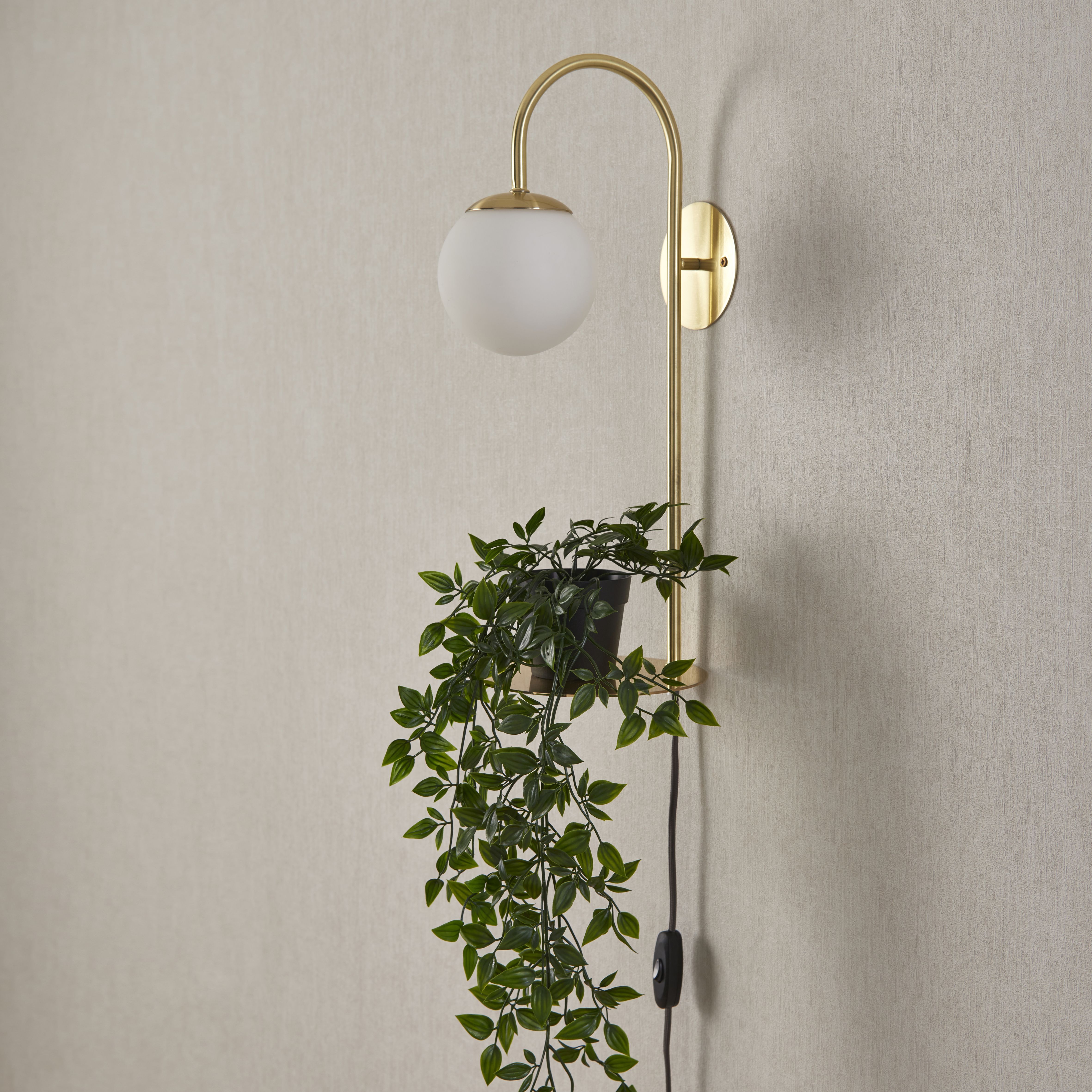 Dasha Gloss Brass effect Plug-in Wall light