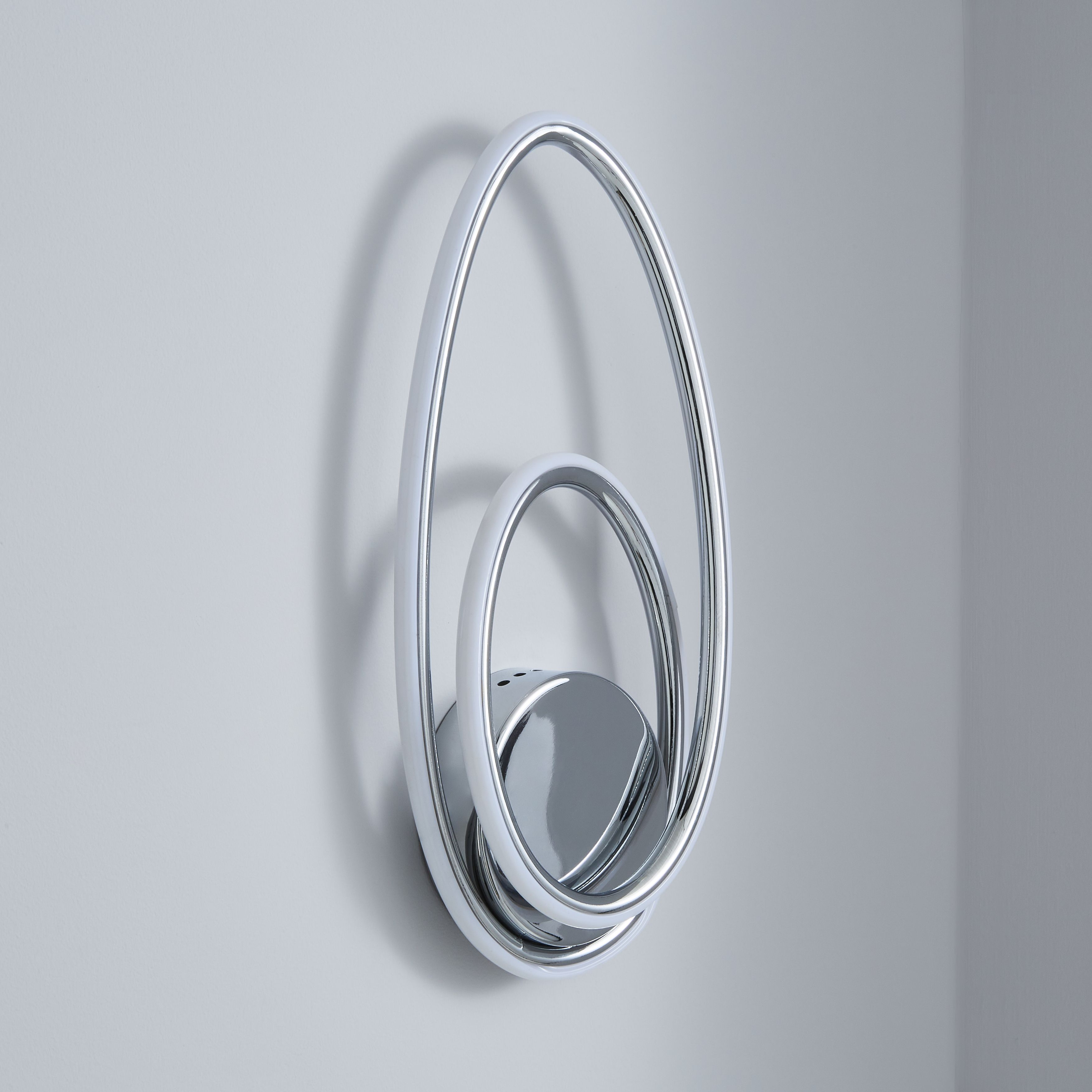 Davida Oval Chrome effect Wired Wall light