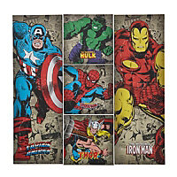 DC comics Retro Multicolour Canvas art, Pack of 5