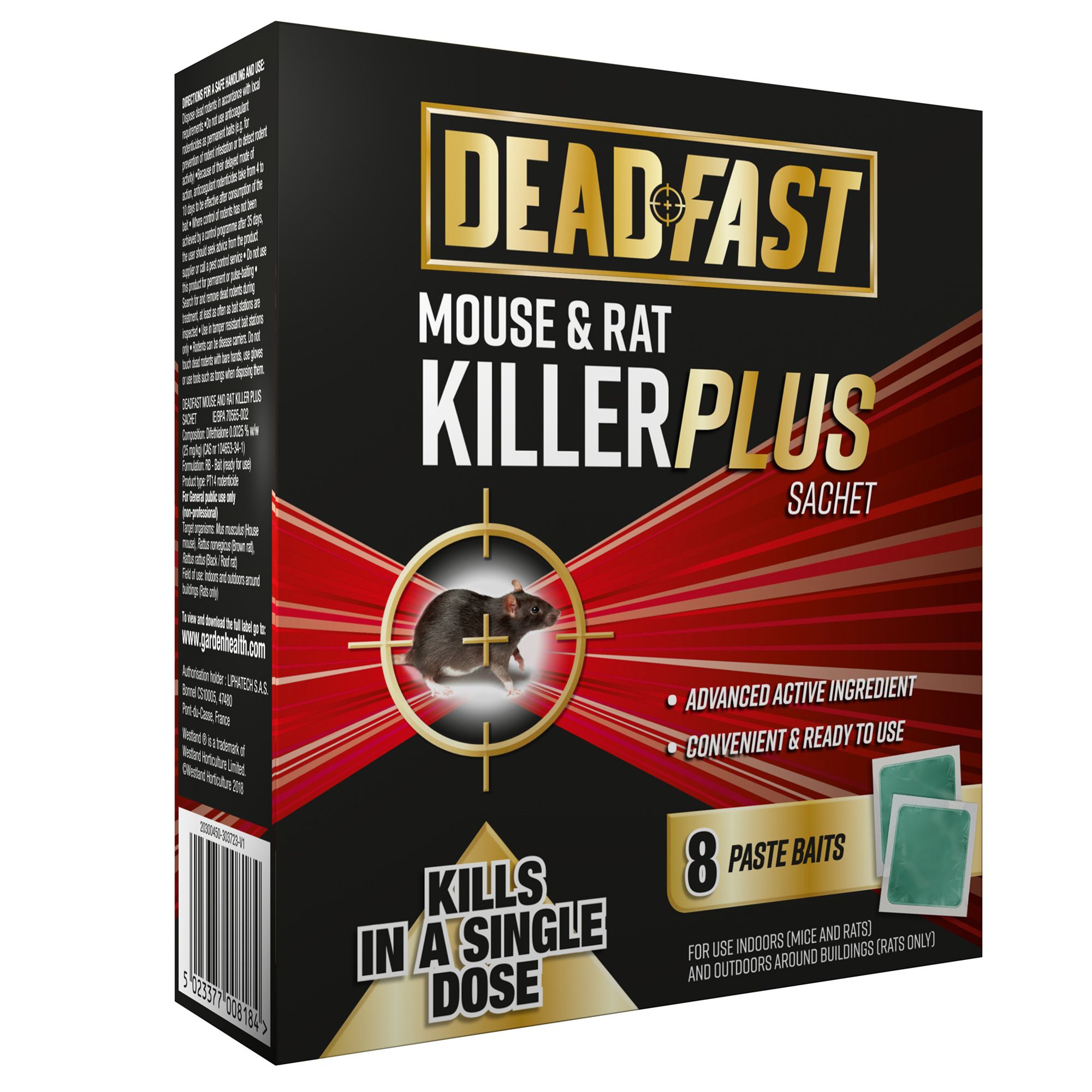 Deadfast Rodents Plus Rodent bait, Pack of 8, 80g