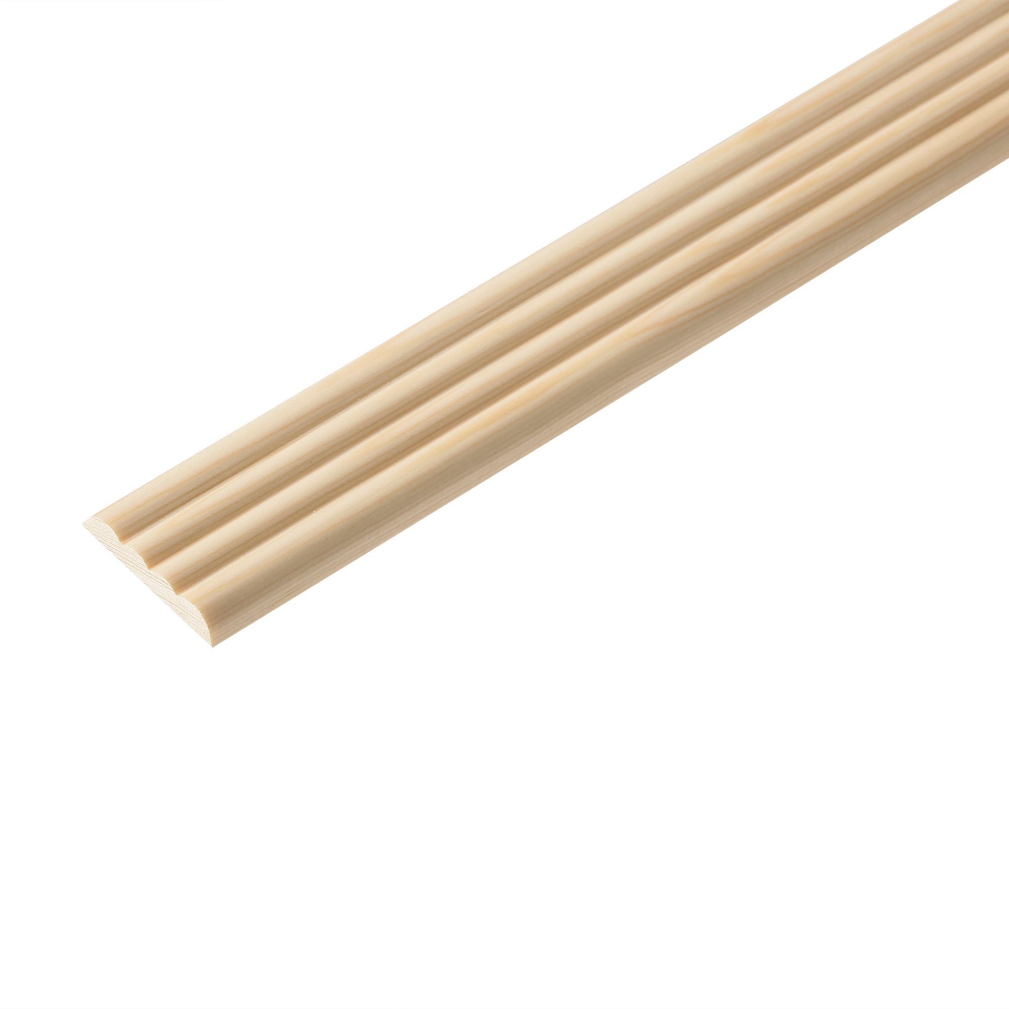 Decorative Unfinished Pine Reeded angle Moulding (L)2400mm (W)35mm (T)4.5mm