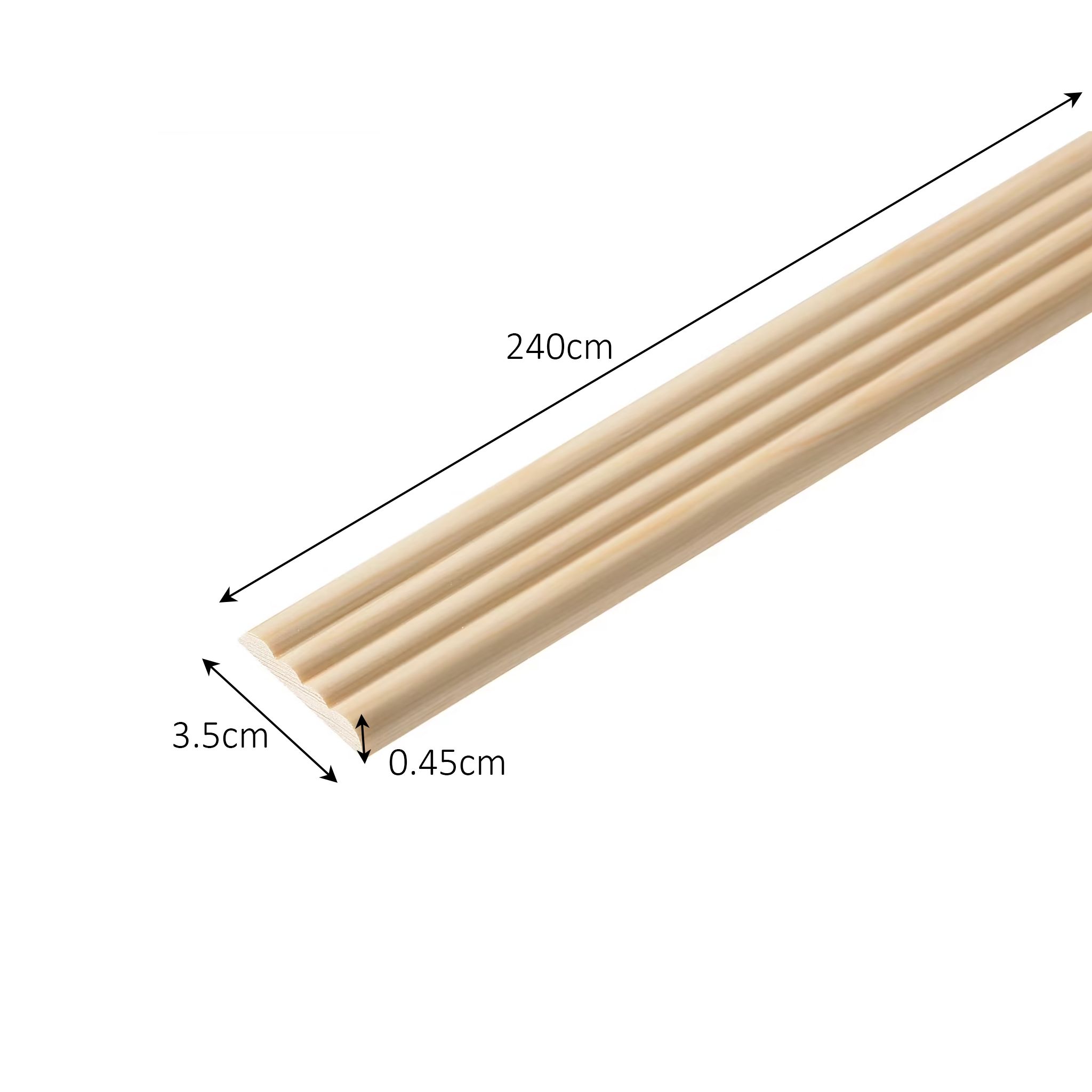 Decorative Unfinished Pine Reeded angle Moulding (L)2400mm (W)35mm (T)4.5mm