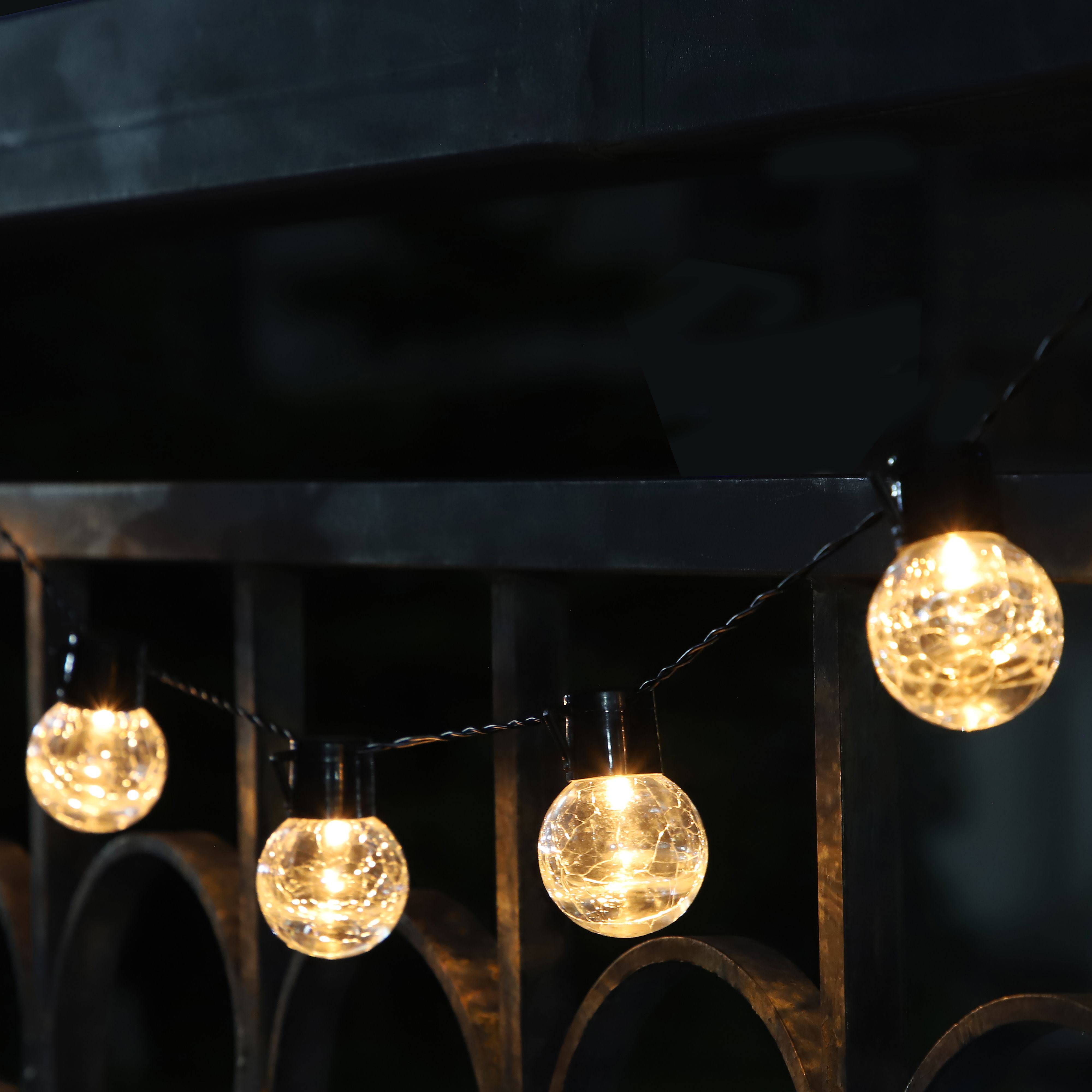 Delamere Crackle glass ball Solar-powered Warm white 8 Integrated LED Outdoor String lights, (L) 1400mm