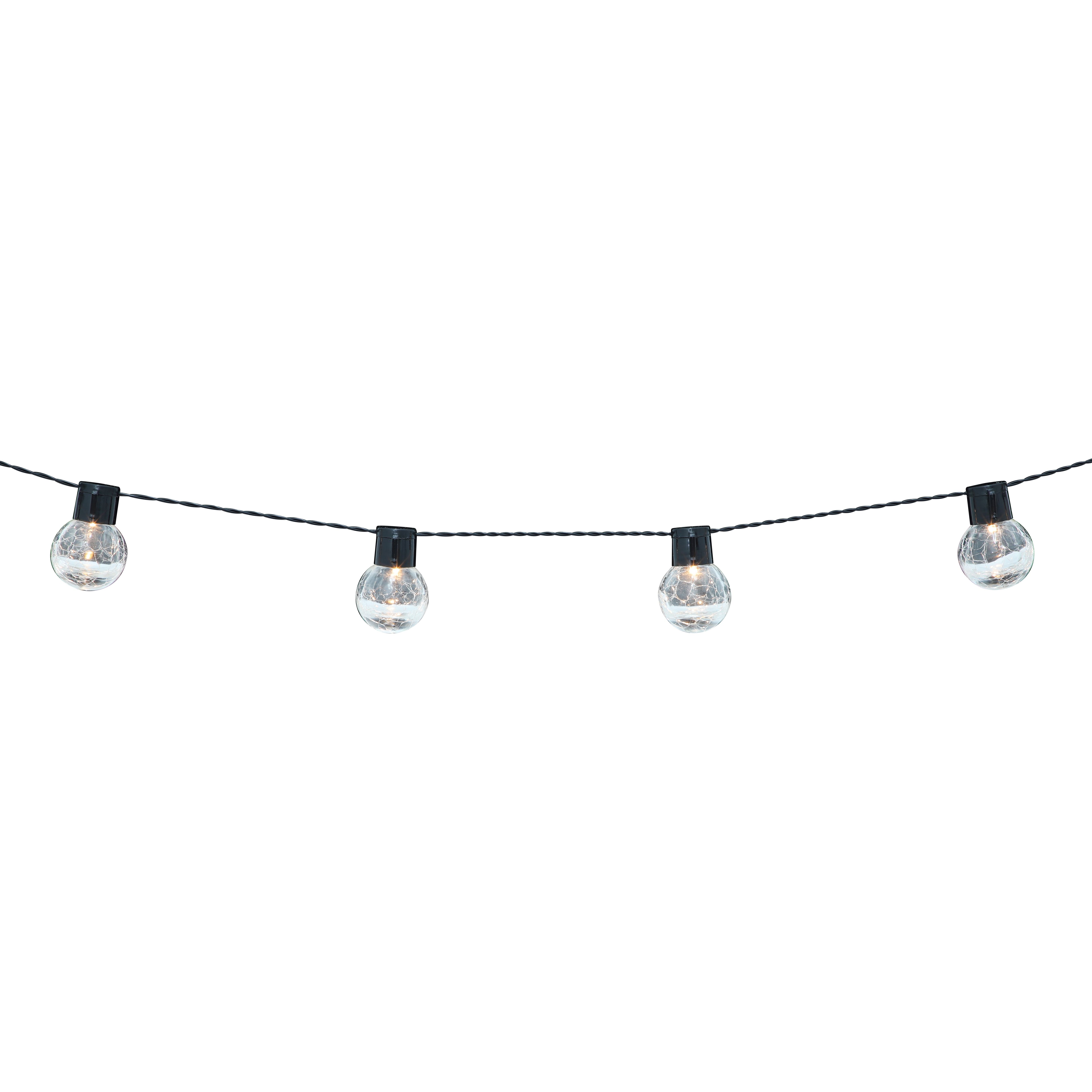 Delamere Crackle glass ball Solar-powered Warm white 8 Integrated LED Outdoor String lights, (L) 1400mm