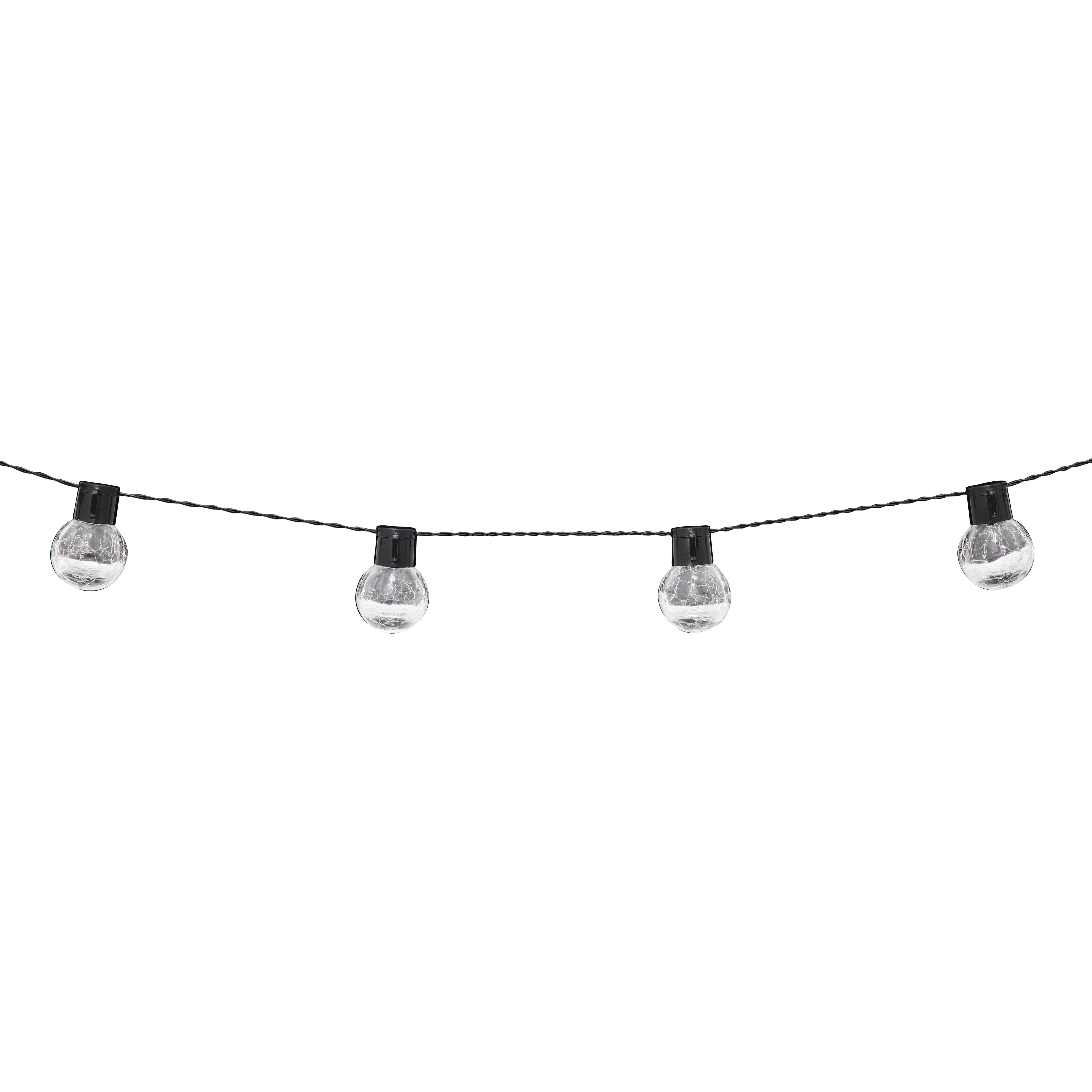 Delamere Crackle glass ball Solar-powered Warm white 8 Integrated LED Outdoor String lights, (L) 1400mm