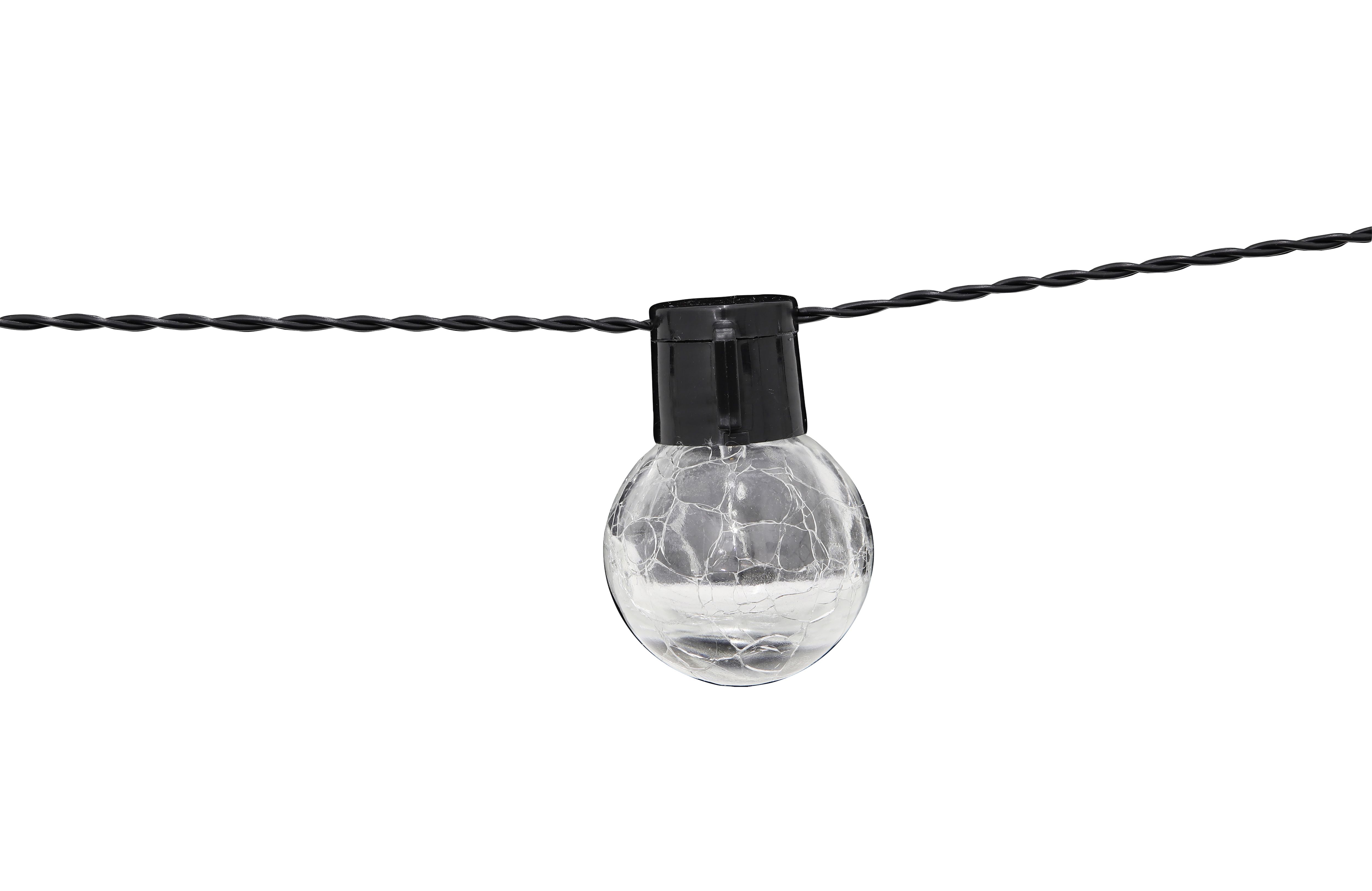 Delamere Crackle glass ball Solar-powered Warm white 8 Integrated LED Outdoor String lights, (L) 1400mm