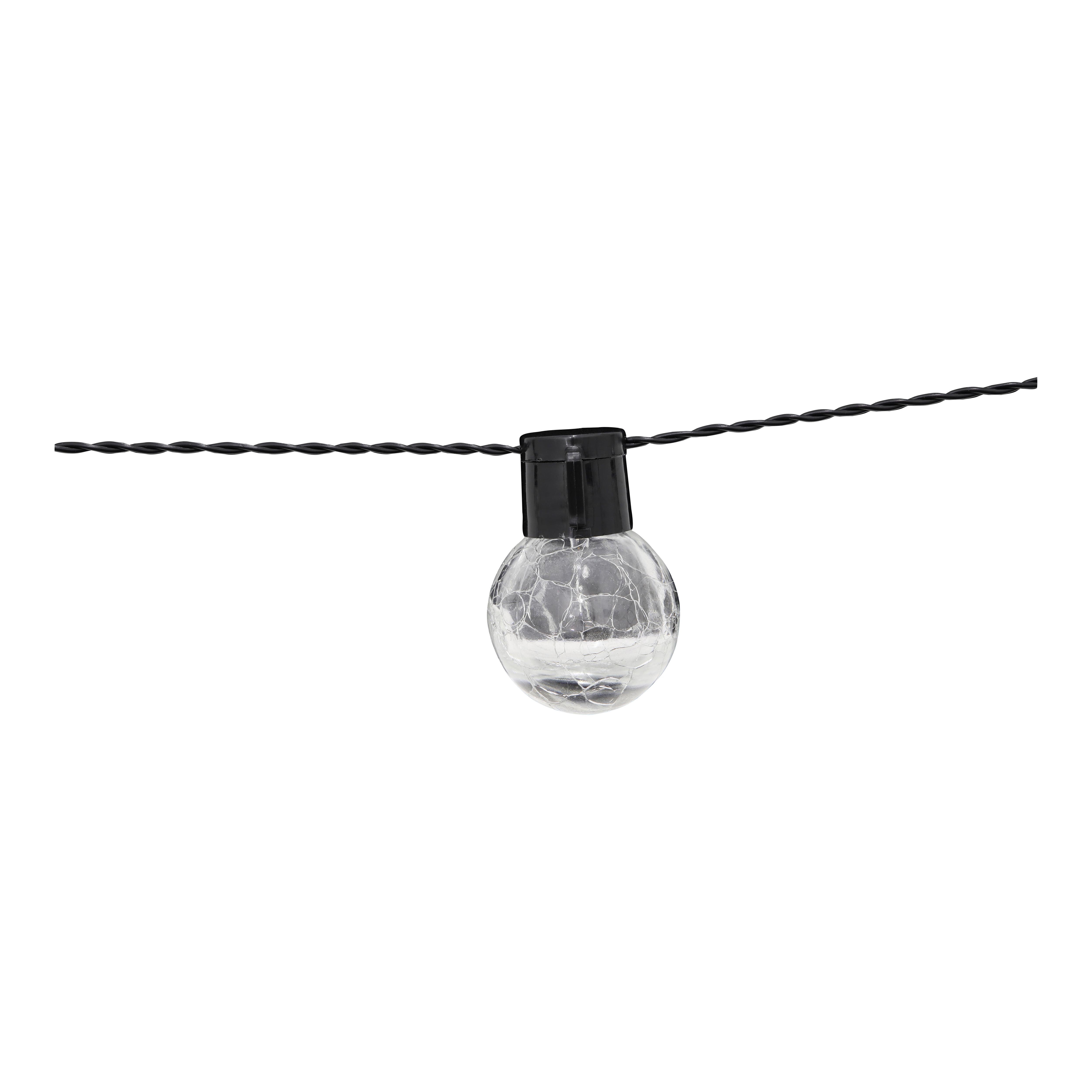 Delamere Crackle glass ball Solar-powered Warm white 8 Integrated LED Outdoor String lights, (L) 1400mm