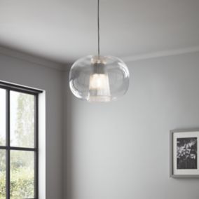 Delmez Transparent Chrome effect Pendant ceiling light, (Dia)345mm