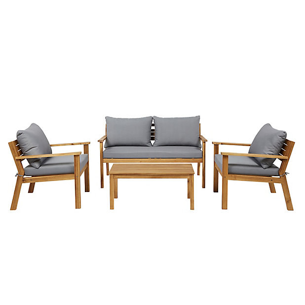 Denia Wooden 4 Seater Coffee Set Diy, Wooden Garden Furniture Set B Q