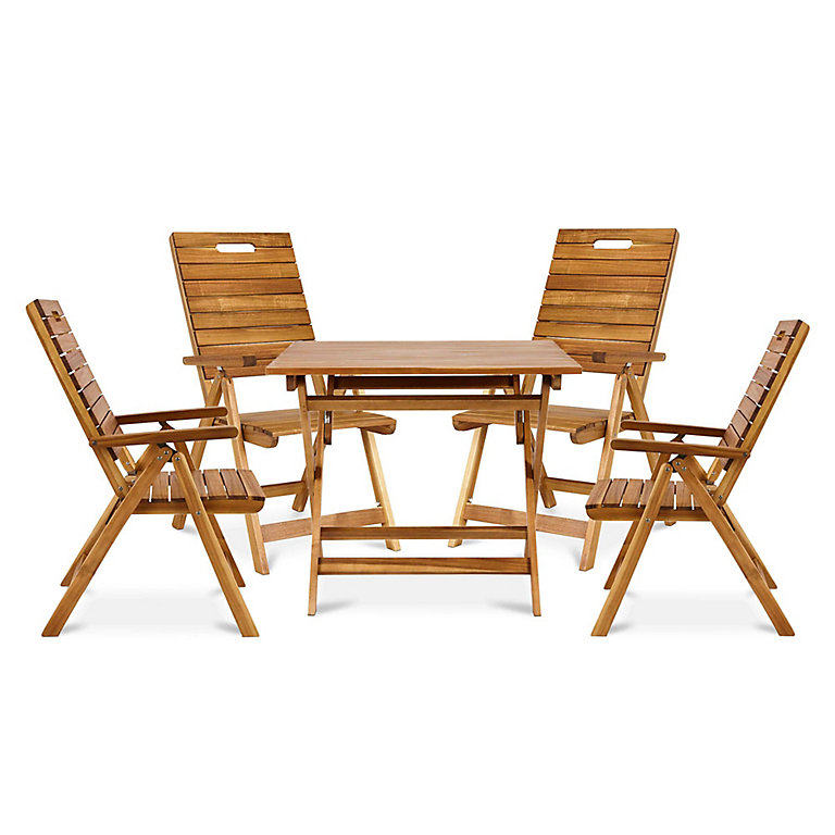 Denia Wooden 4 Seater Dining Set With Recliner Chairs Diy At B Q - Wooden Garden Furniture Sets With Reclining Chairs