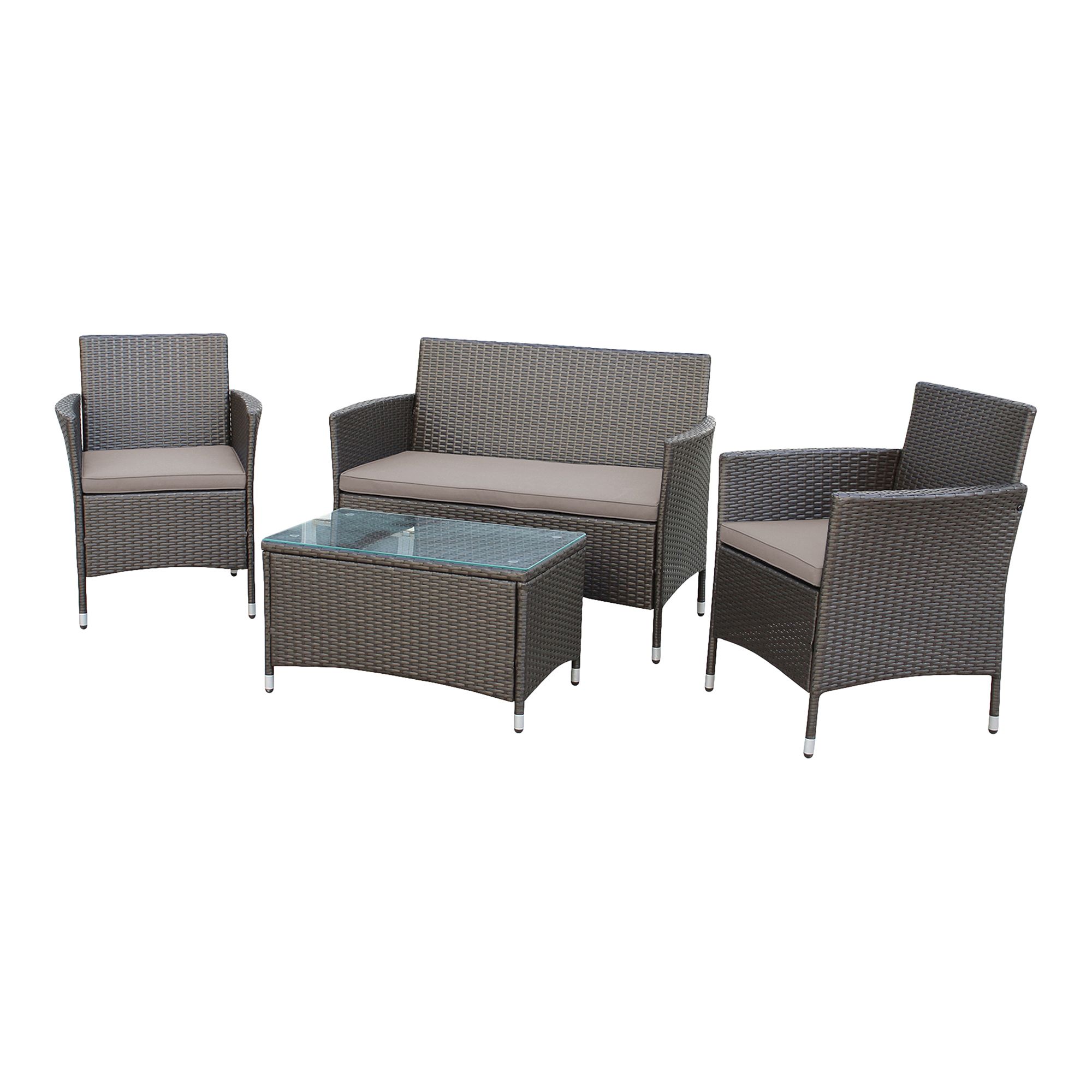 Rattan effect 4 seater coffee deals set