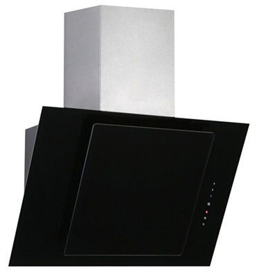 Designair ALPHA6BK Black Glass Angled Cooker hood, (W)60cm