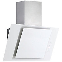 Designair ALPHA6WHK White Stainless steel Angled Cooker hood, (W)60cm