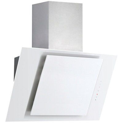 Designair ALPHA7WHK White Glass Angled Cooker hood, (W)70cm