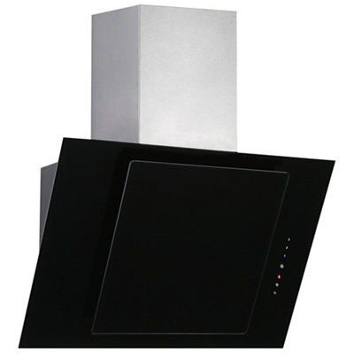 Designair ALPHA9BK Black Glass Angled Cooker hood, (W)90cm