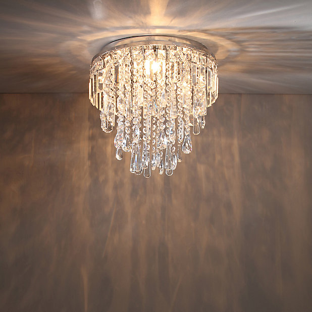 Despina Chrome Effect 3 Lamp Crystal, Crystal Ceiling Lamp