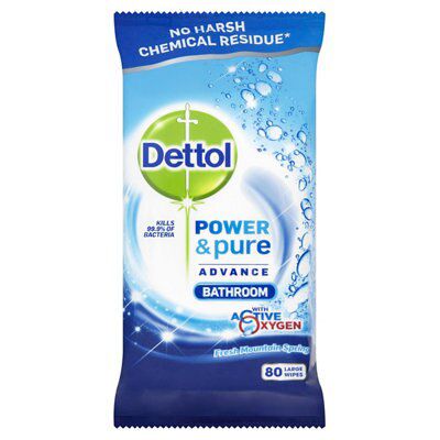 Dettol Bathroom Fresh mountain spring Cleaning wipes, Pack of 80
