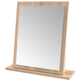 Devon Oak effect Rectangular Freestanding Framed Mirror, (H)50.5cm