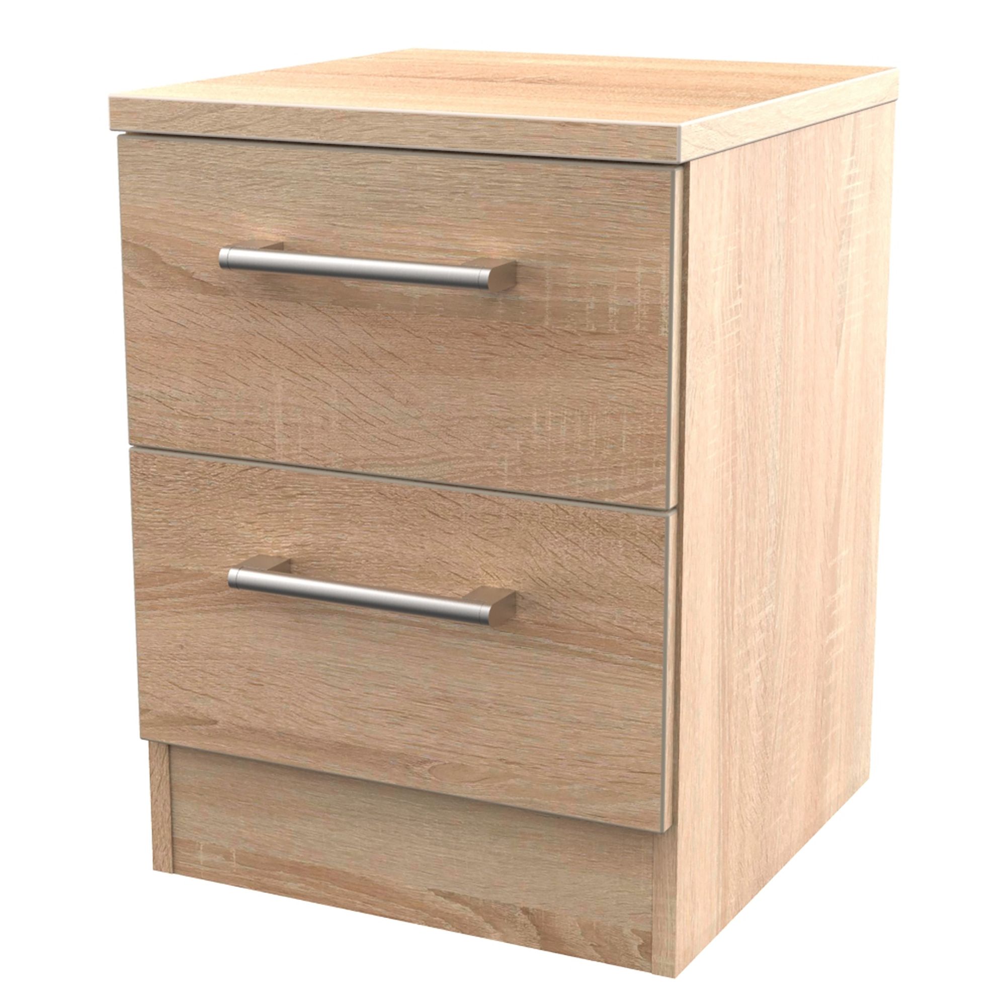 Devon Ready assembled Oak effect 2 Drawer Bedside table (H)505mm (W)395mm (D)415mm