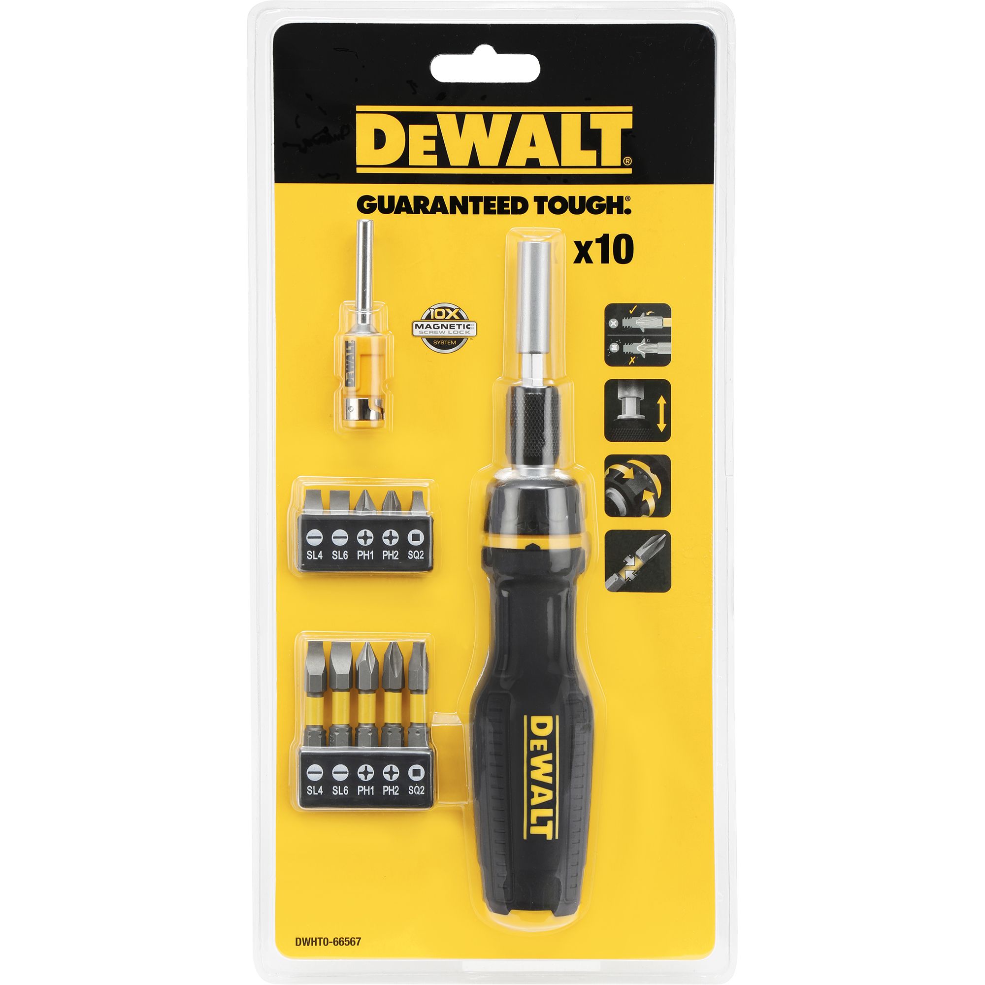 DeWalt 11 Piece Full fit telescopic ratcheting multibit screwdriver set Set DIY at B&Q