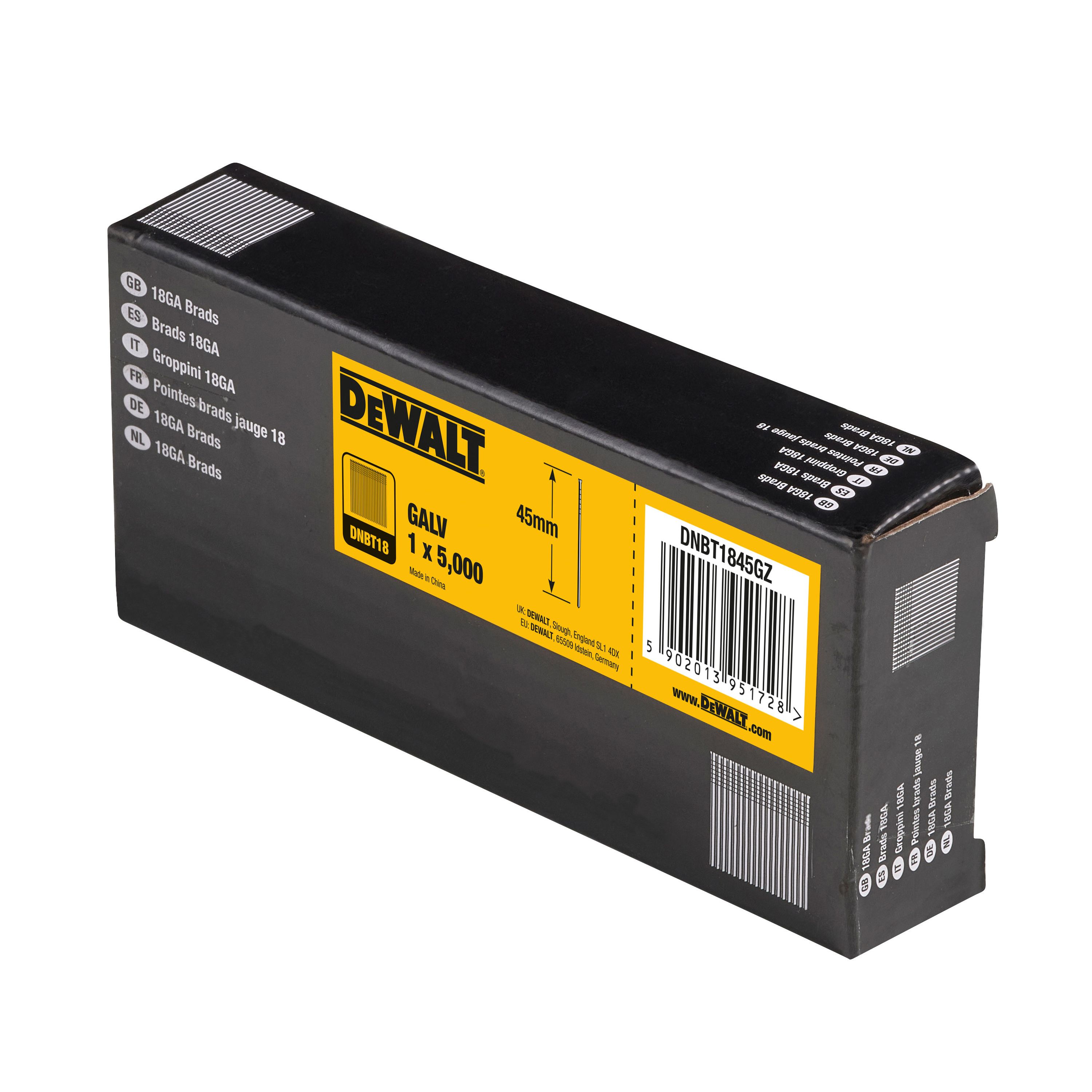 DeWalt 18 gauge Galvanised Straight Collated Brads (L)45mm, Pack of 5000