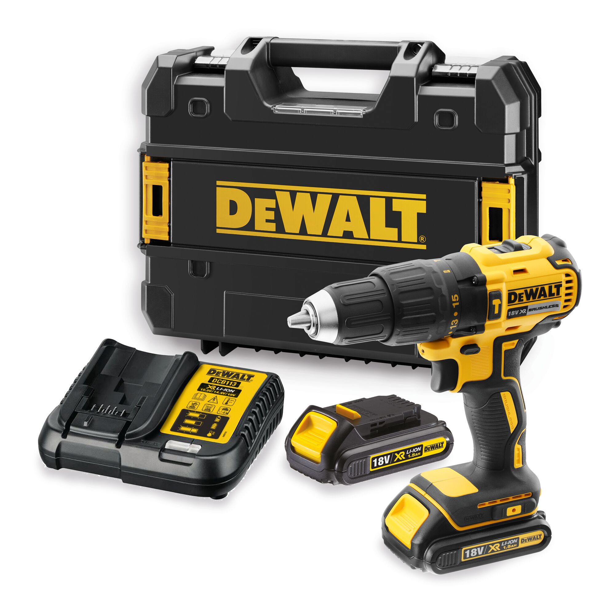 DeWalt 18V 2 x 1.5 Li ion Brushless Cordless Combi drill