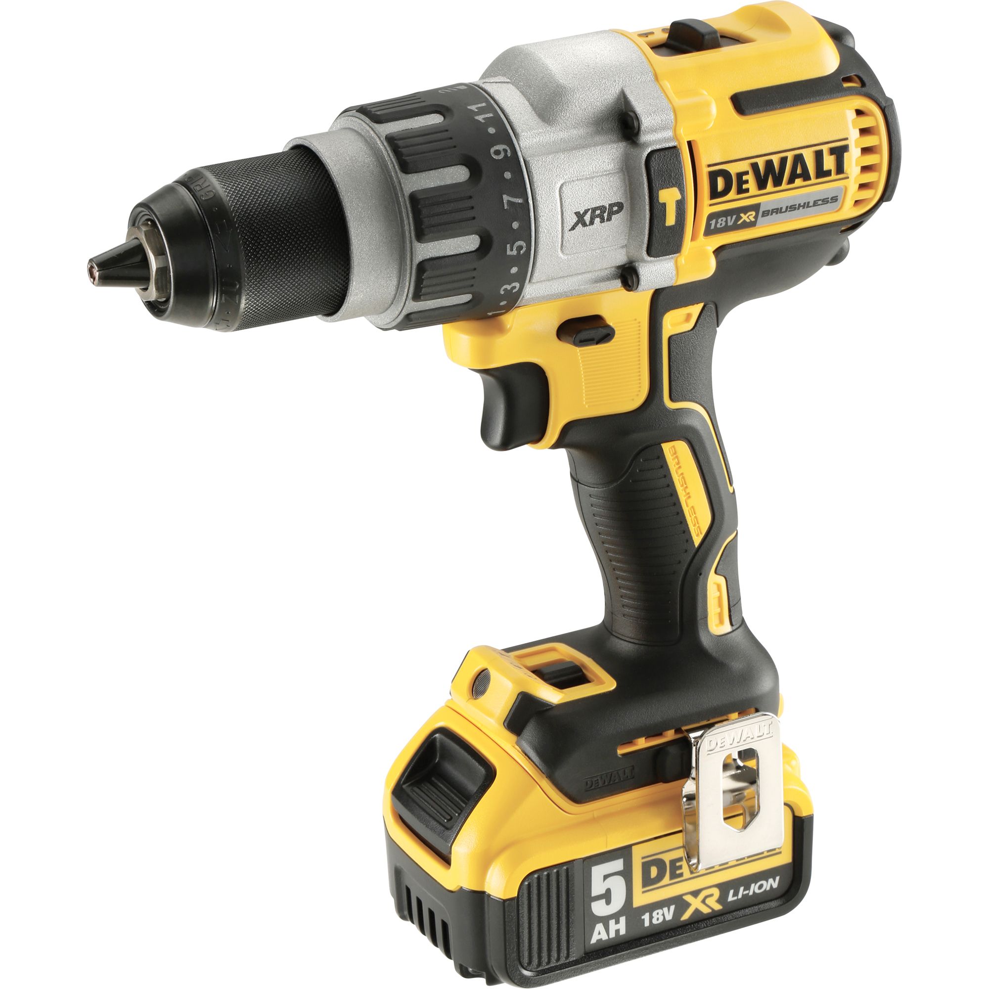 DeWalt 18V Li-ion XR Brushless Cordless Combi drill & SDS+ drill (2 x 5Ah) DCK229P2T-GB