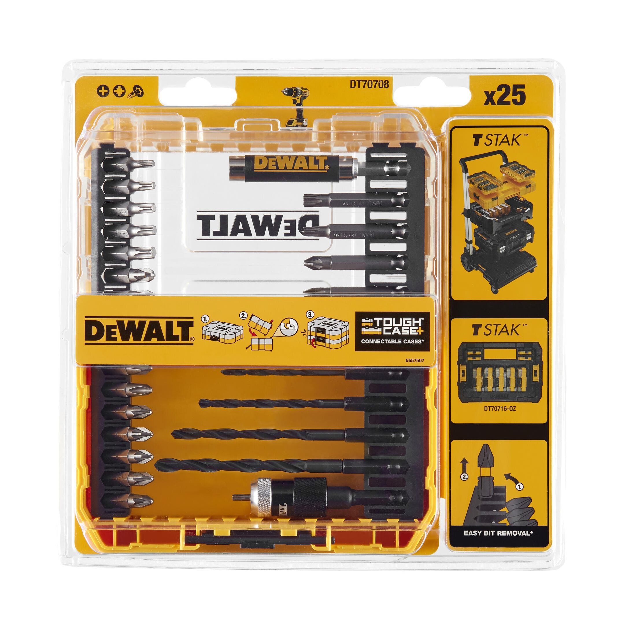 DeWalt 25 piece Hex Mixed Drill & screwdriver bit set - DT70708-QZ