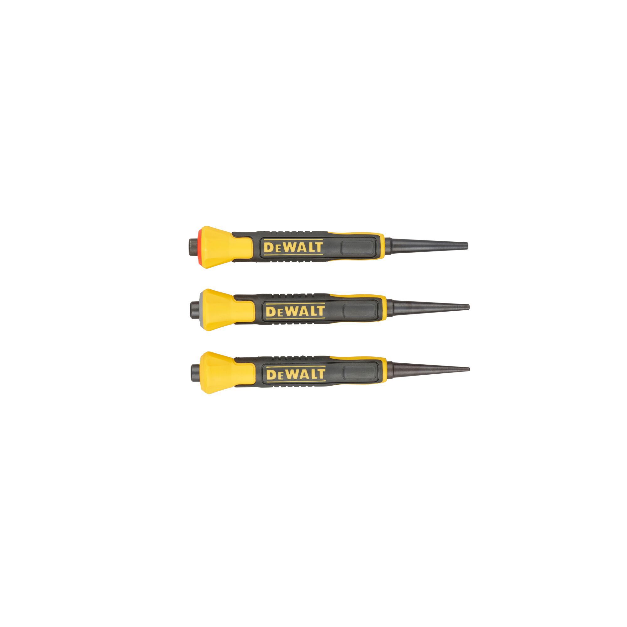 DeWalt 3 piece Steel Nail punch set Black & yellow