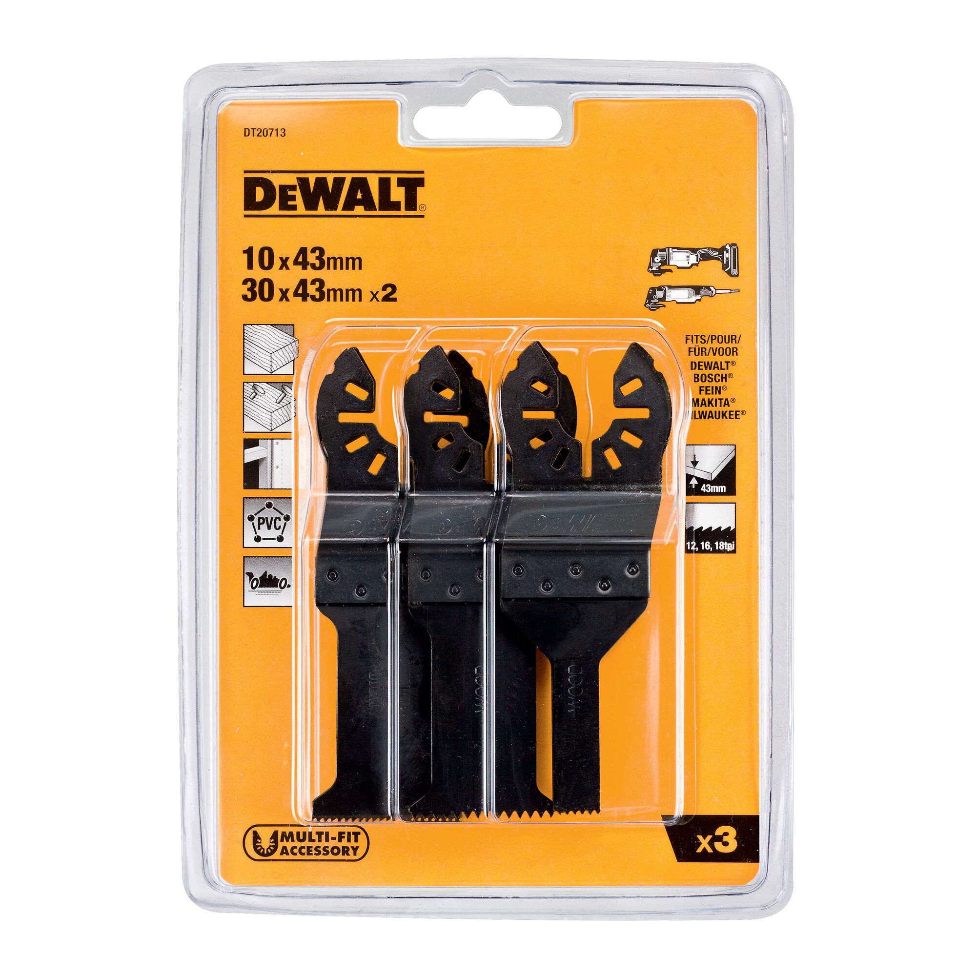 DEWALT 3PC MULTI TOOL ACCESSORY SET