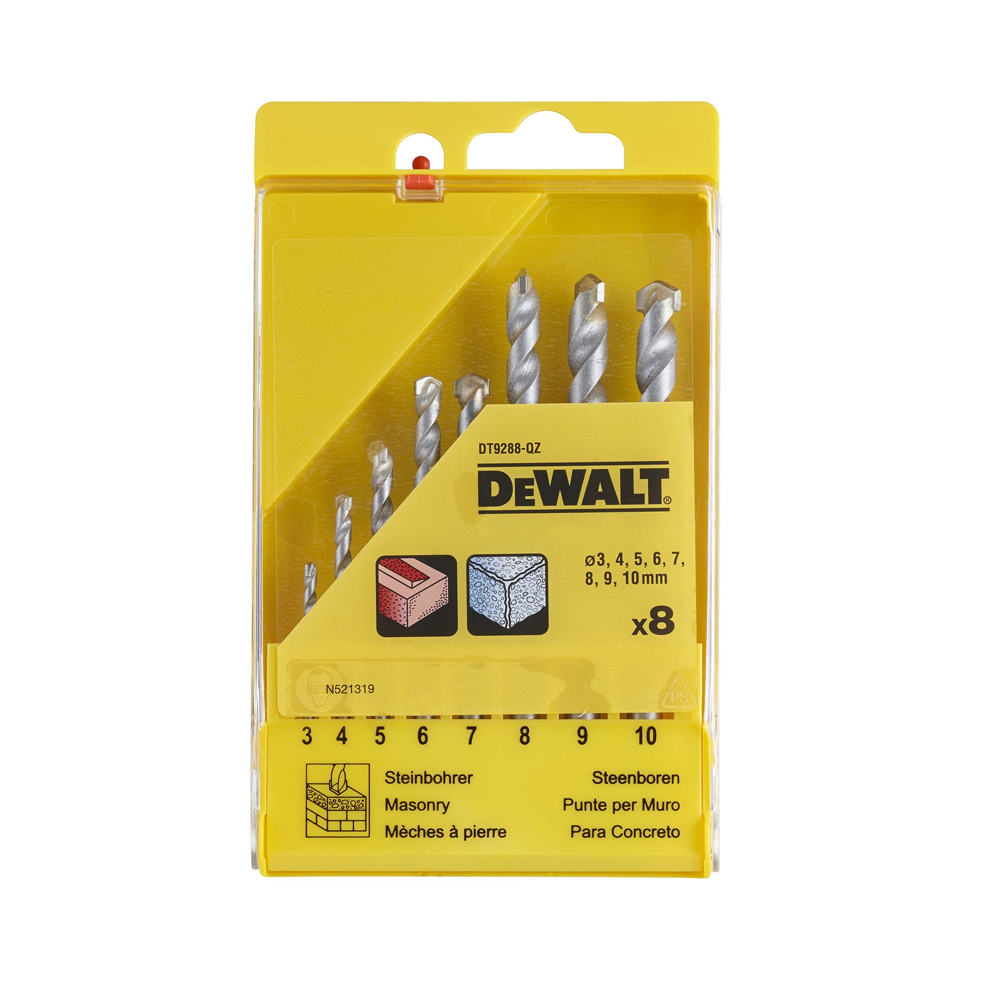 DeWalt 8 piece Masonry Drill bit set - DT9288-QZ