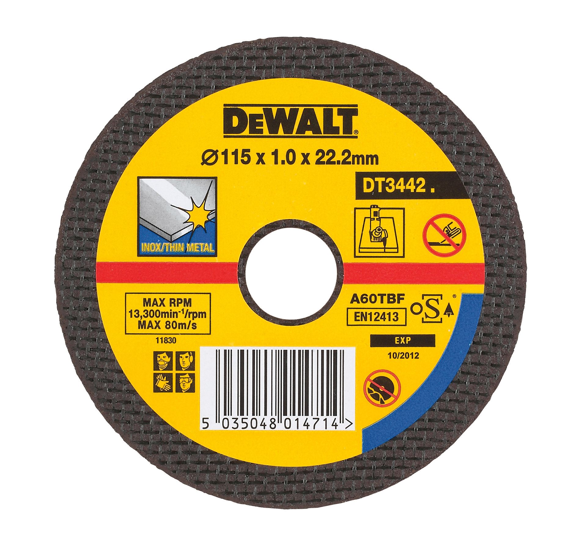 DeWalt Cutting & grinding disc set 115mm x 22.2mm, Pack of 10