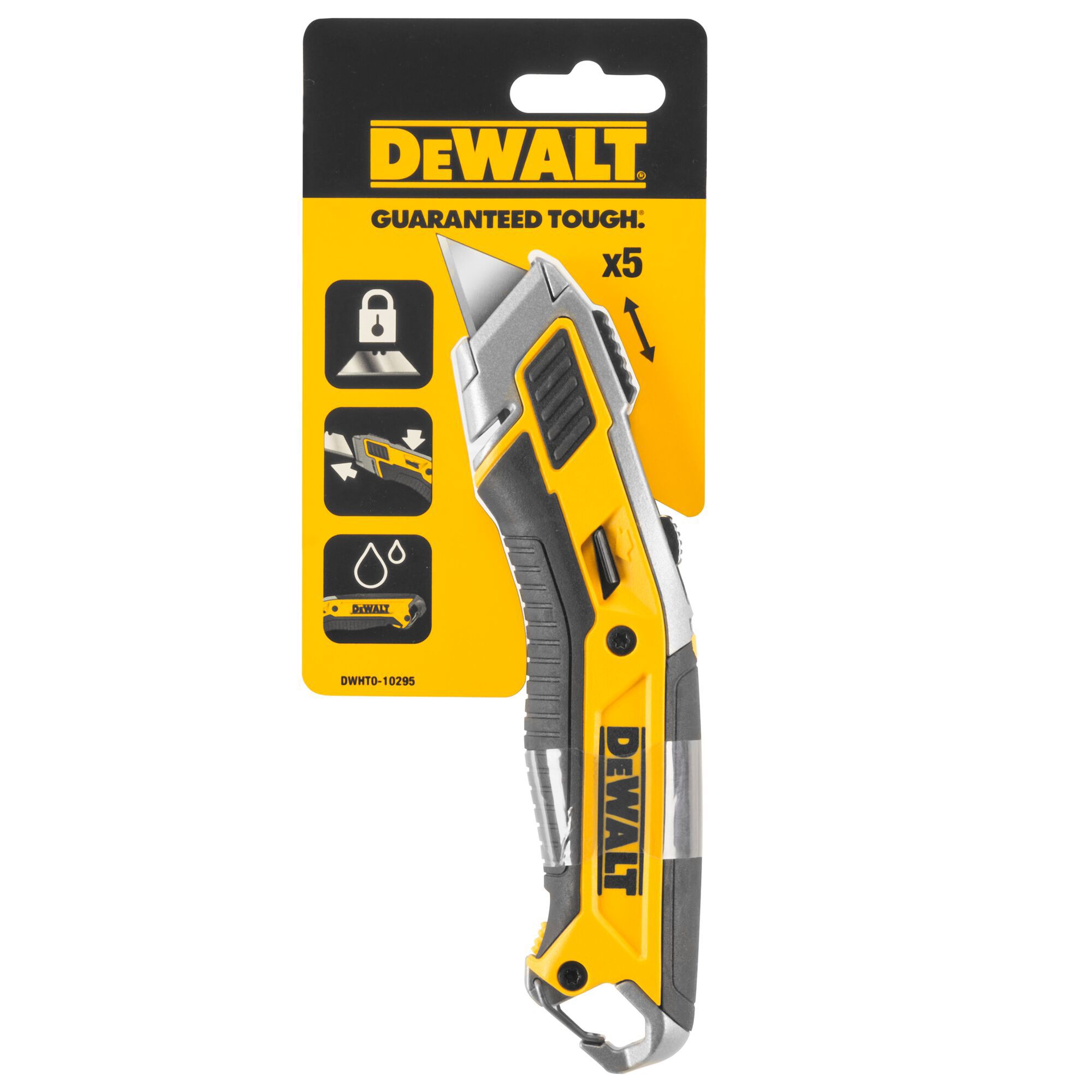DeWalt Deadbolt 61mm Chrome vanadium steel Yellow Foldable Retractable knife