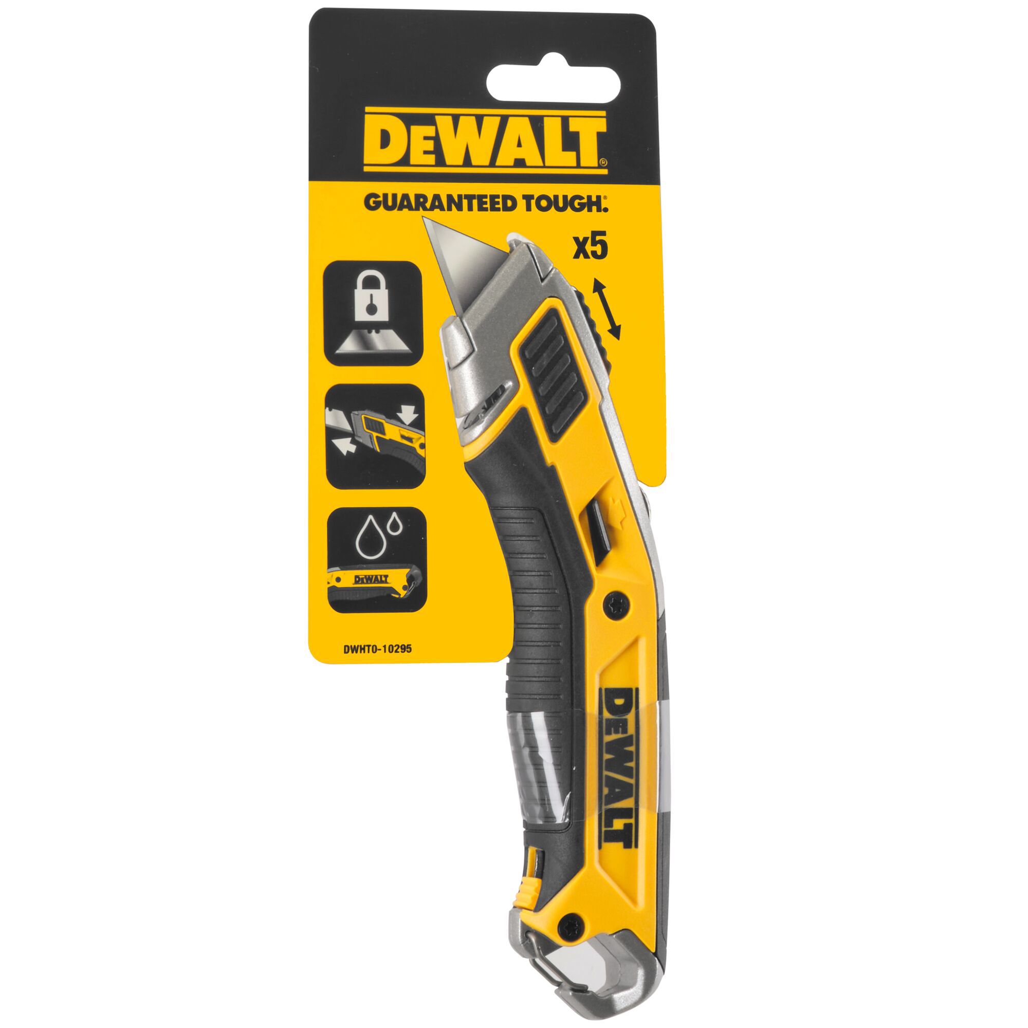 DeWalt Deadbolt 61mm Chrome vanadium steel Yellow Foldable Retractable knife