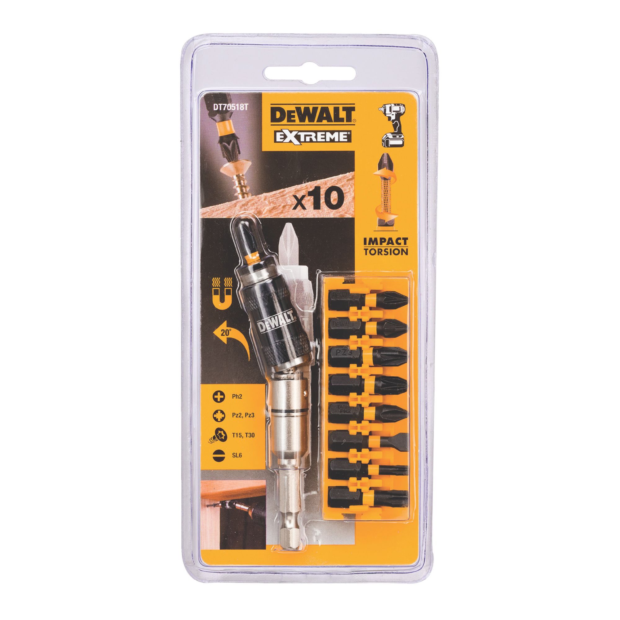 DeWalt Mixed Impact bit set (L)175mm, 10 pieces