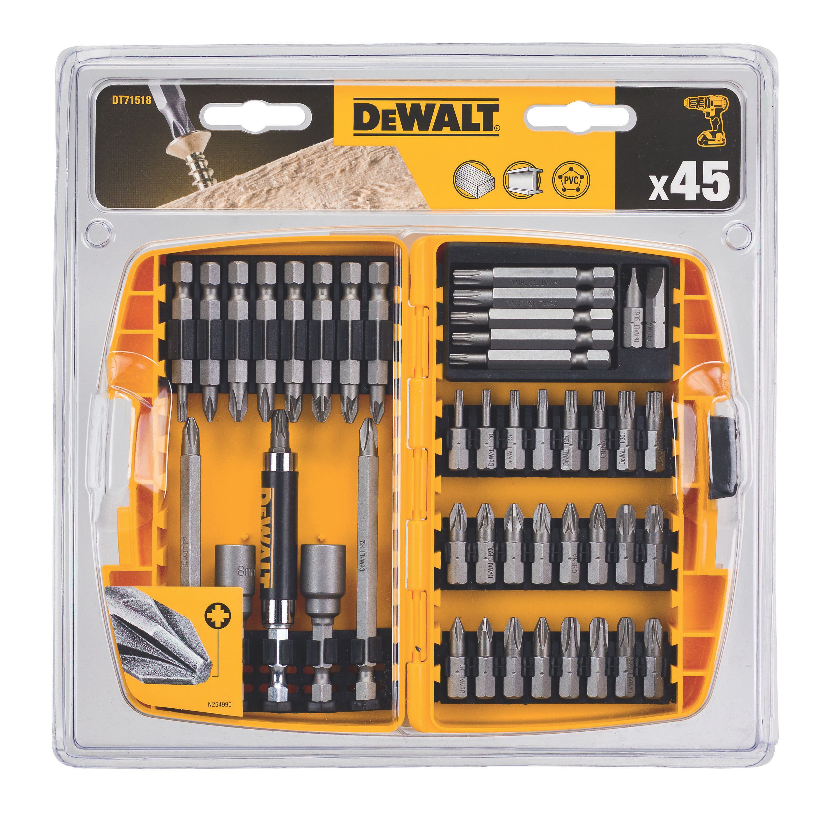 DeWalt Mixed Screwdriver bits, 45 pieces - DT71702-QZ