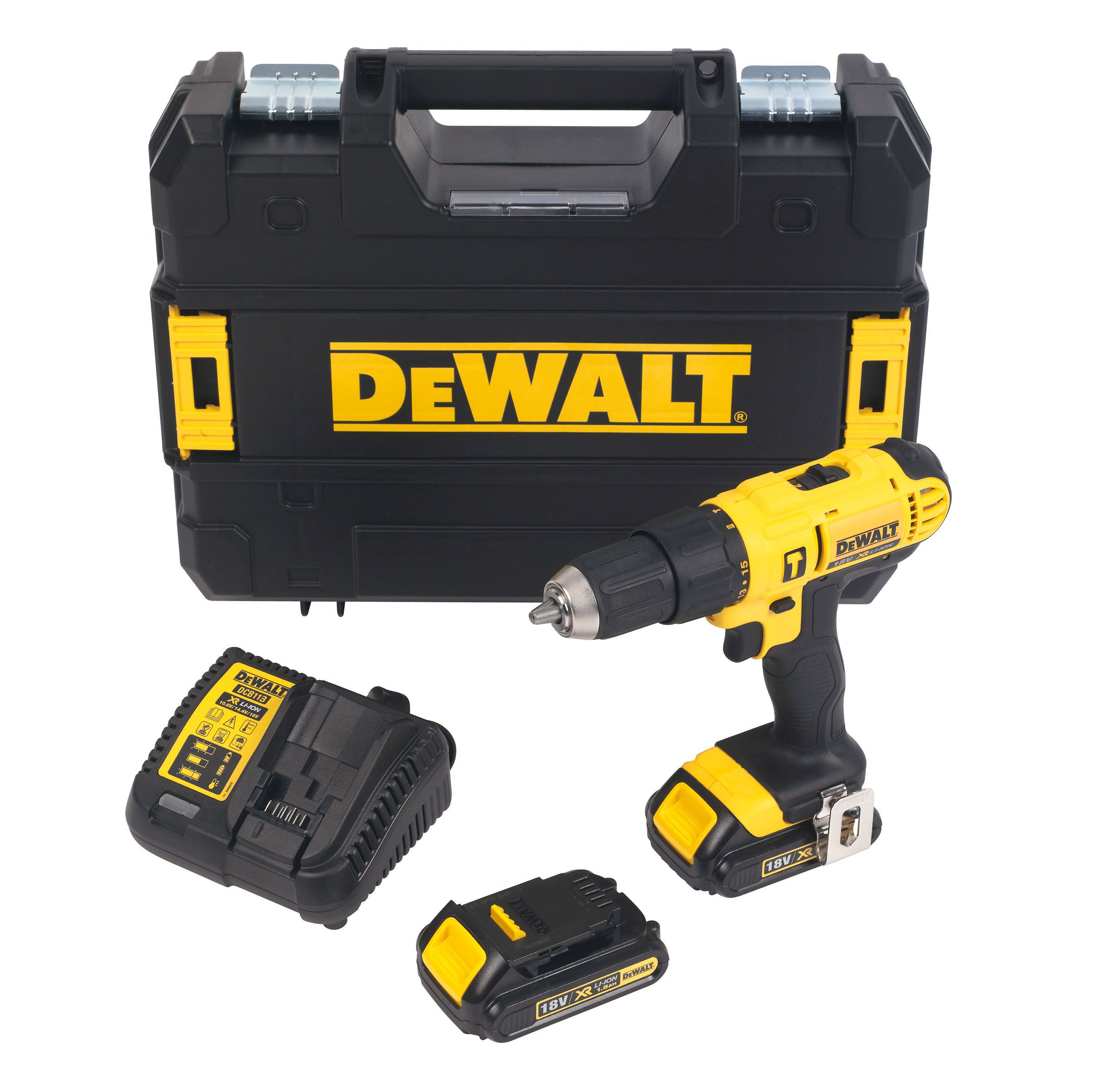 Dewalt 18v cordless online drill with 2 batteries