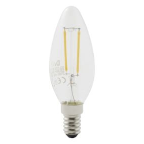 Diall 1.8W 250lm Clear Candle Warm white LED filament Light bulb, Pack of 6