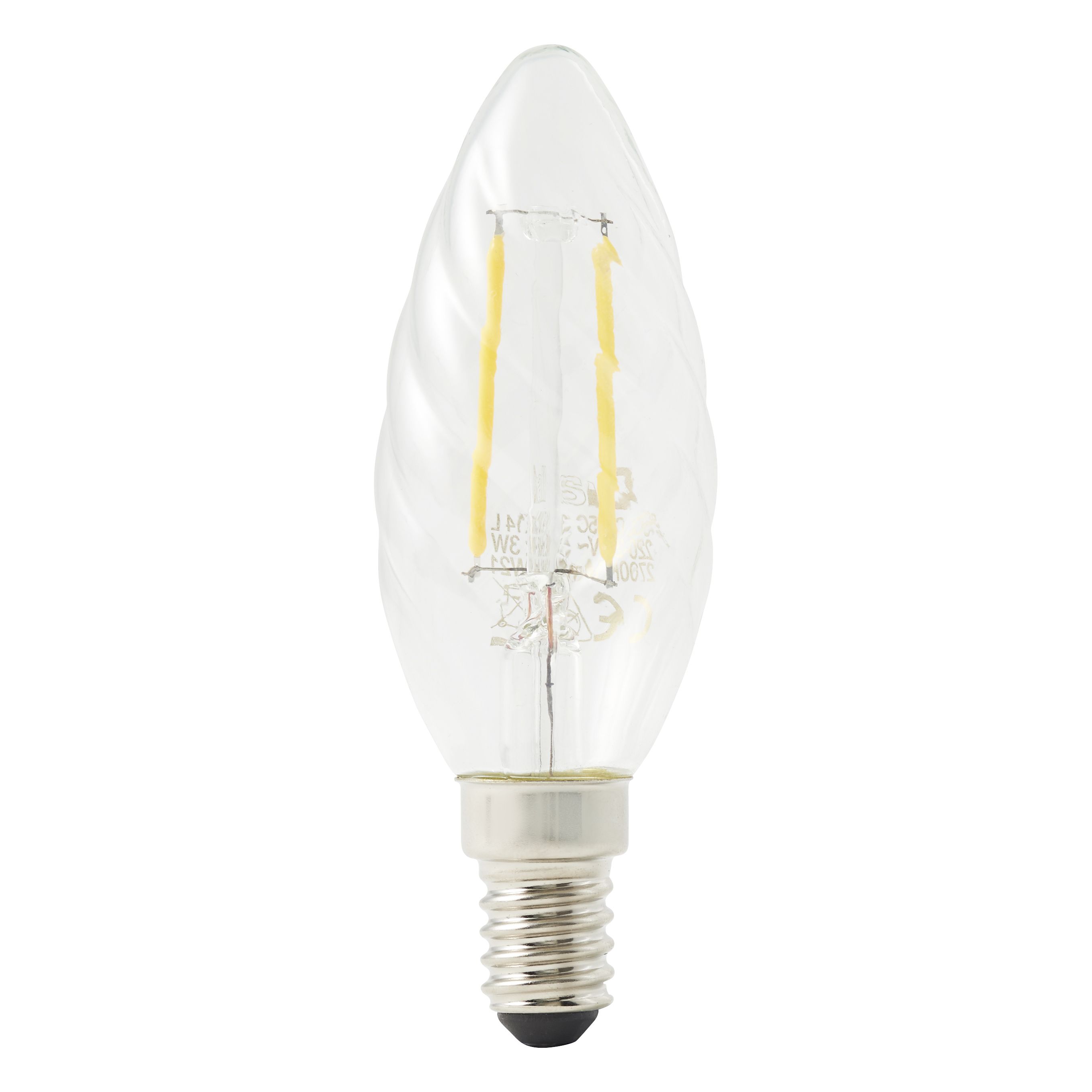 Diall 1.8W 250lm Clear Twisted candle Warm white LED filament Light bulb