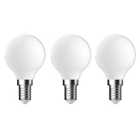 Diall 1.8W 250lm Milky Mini globe Warm white LED filament Light bulb, Pack of 3