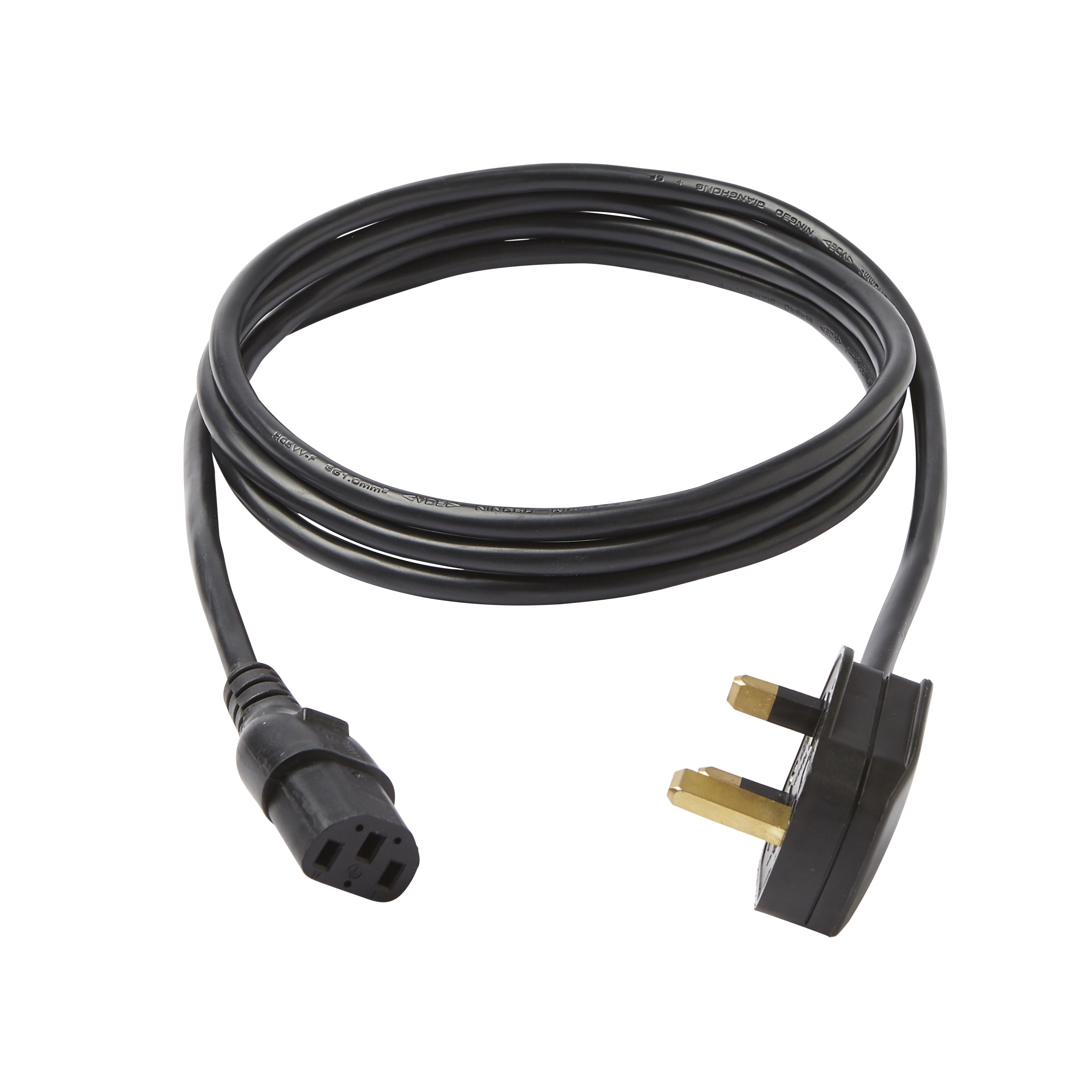 Diall 10A Black Computer lead, 2m