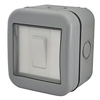Diall 10A Grey 1 gang Outdoor Weatherproof switch